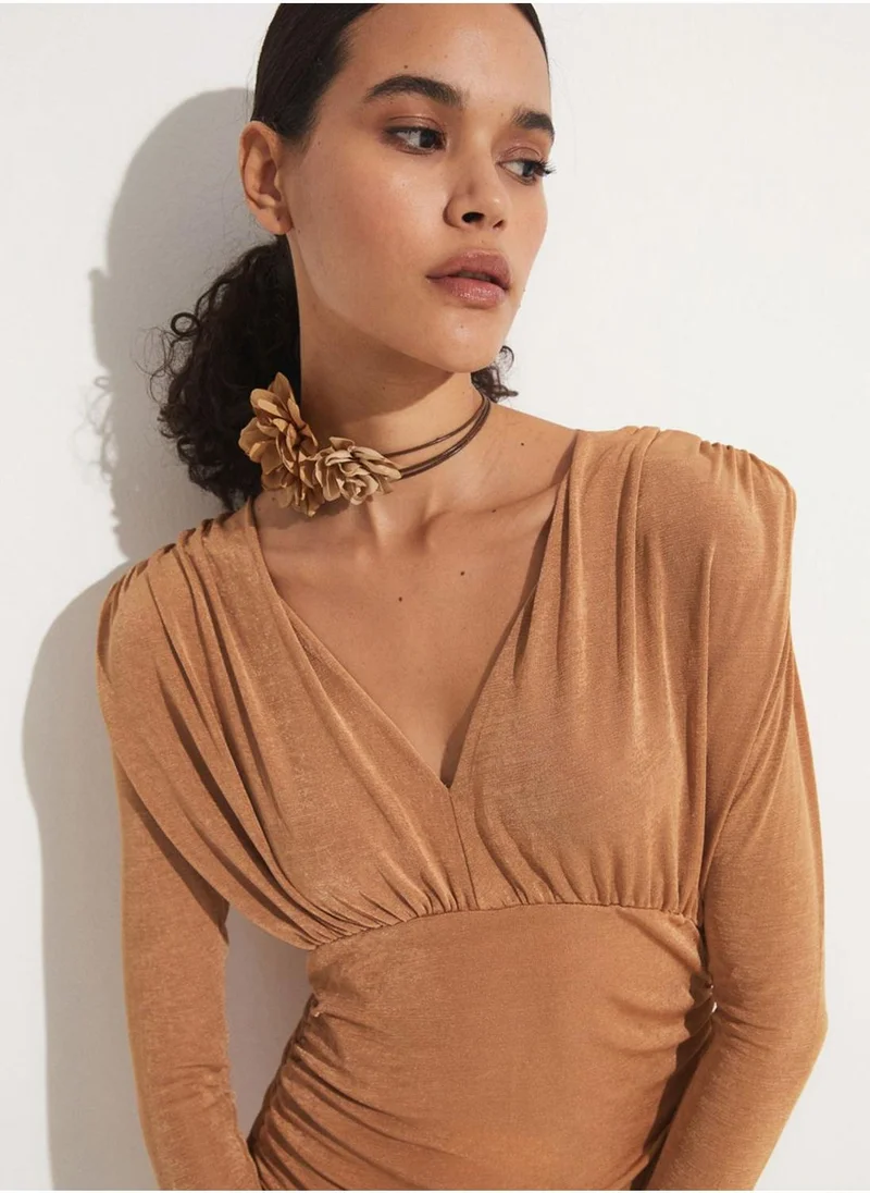 JUNE V-Neck Ruched Detail Dress