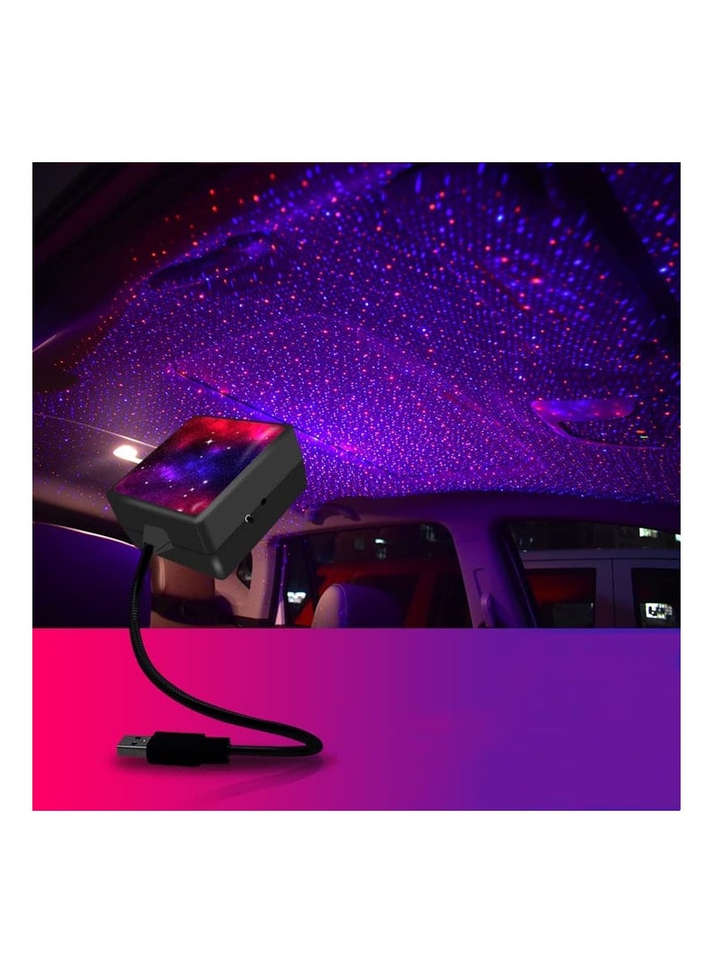 Loquat USB Car Roof Star Projector Night Light, Portable 360° Adjustable, 2 Colors-3 Lighting Modes, LED Car Interior Light Plug and Play Romantic Starry Car Roof Star Light Decor for Bedroom Party Car Wall - Image 1