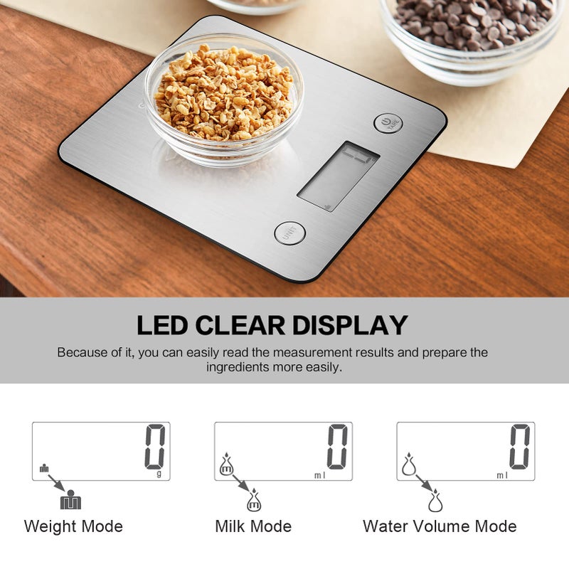 Geek Chef Food Scale,Smart Food Nutrition Scale, Scale for Food Weight Loss,Digital Kitchen Scales,Kitchen Tools for Baking, Cooking,Meal Prep,Weight Loss,1g/0.1oz Precise Graduation, Stainless Steel - Image 5