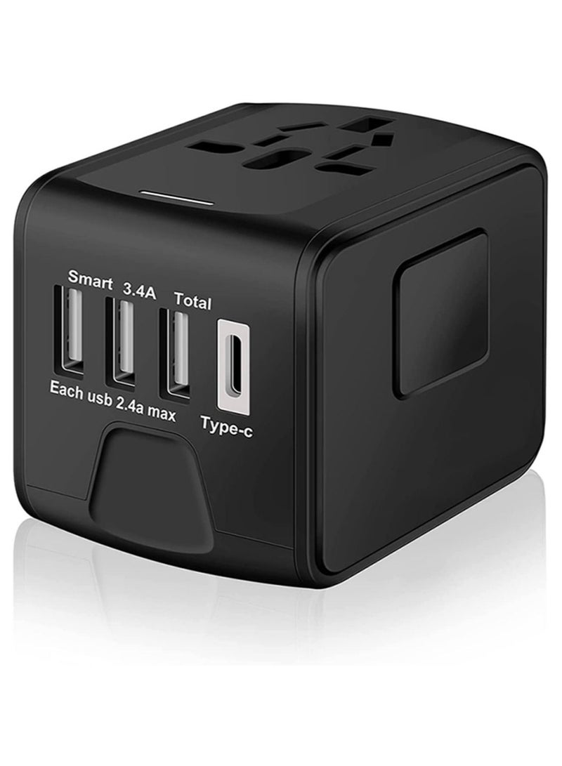 Universal International Travel Power Adapter W/High Speed 2.4A USB, 3.0A Type-C Wall Charger, European Adapter, Worldwide AC Outlet Plugs Adapters for Europe, UK, US - Image 1
