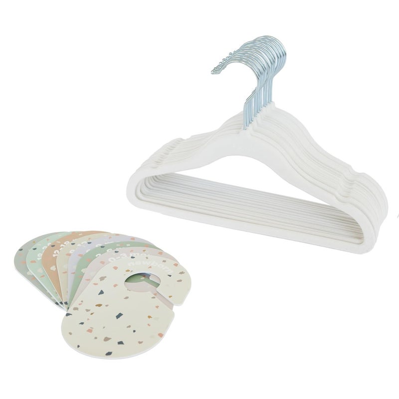 3 Sprouts Baby Closet Organizer Set - 15 Nursery Hangers with 8 Size Dividers, Closet Dividers for Baby Clothes and Clothes Organizer for Infant to Toddler Clothing - Cream Hangers & Terrazzo Dividers - Image 1