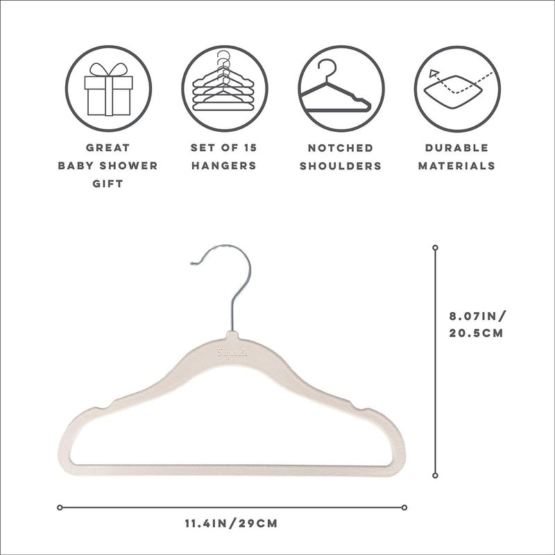 3 Sprouts Baby Closet Organizer Set - 15 Nursery Hangers with 8 Size Dividers, Closet Dividers for Baby Clothes and Clothes Organizer for Infant to Toddler Clothing - Cream Hangers & Terrazzo Dividers - Image 2