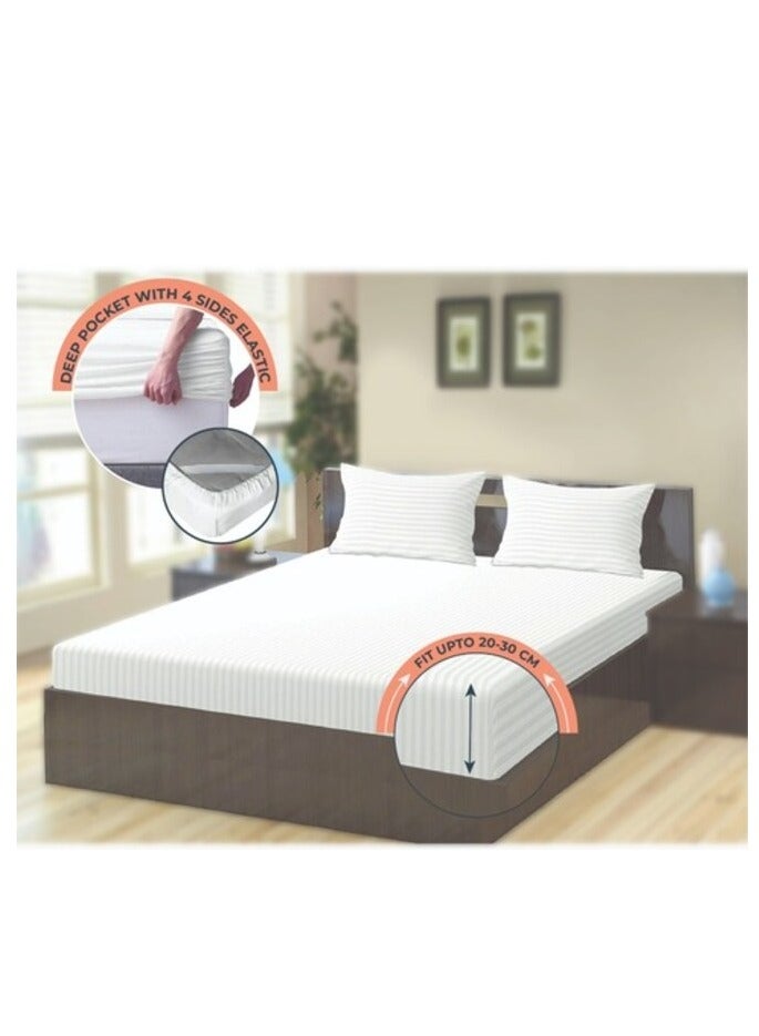 PROMASS Stripe Microfiber Lavender Fitted Sheet -Queen 150 x 200 cm - Image 3