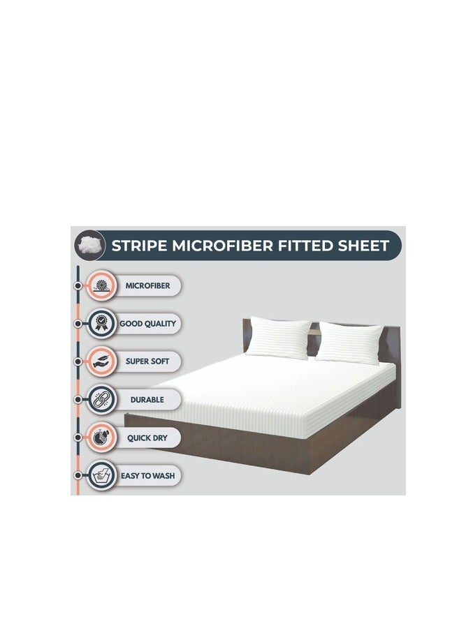 PROMASS Stripe Microfiber Lavender Fitted Sheet -Queen 150 x 200 cm - Image 4