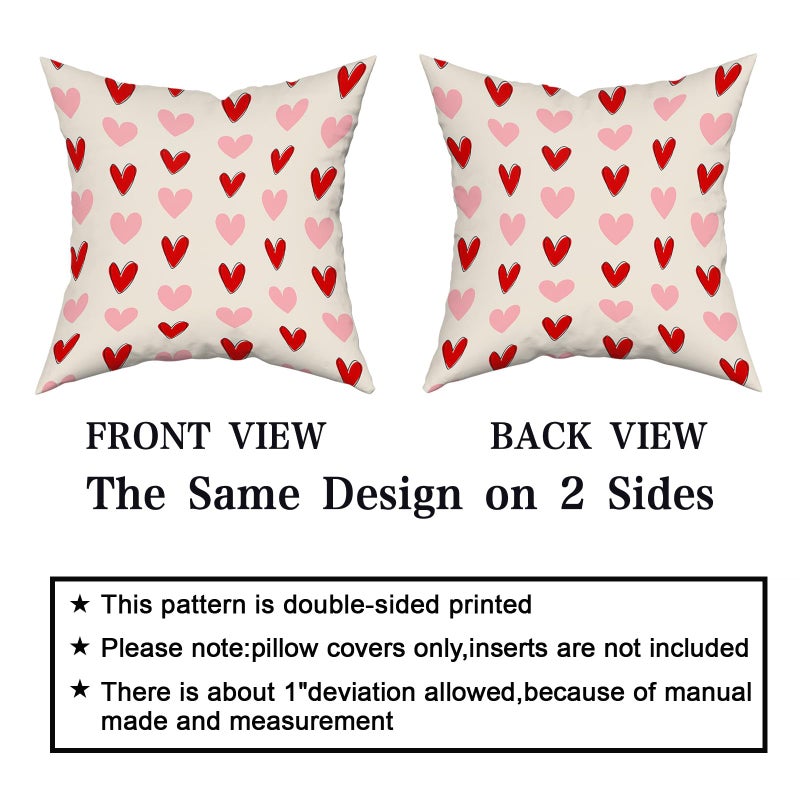 aportt Valentine Pillow Covers 20X20 Inch Red Pink Love Heart Pillow Cases Valentine's Wedding Mother's Day Anniversary Decorative Holiday Throw Pillows Set of 2 Home Party Decor for Sofa Couch Bed - Image 4