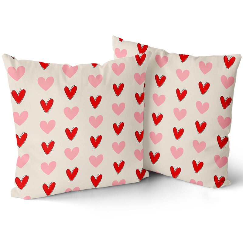 aportt Valentine Pillow Covers 20X20 Inch Red Pink Love Heart Pillow Cases Valentine's Wedding Mother's Day Anniversary Decorative Holiday Throw Pillows Set of 2 Home Party Decor for Sofa Couch Bed - Image 2