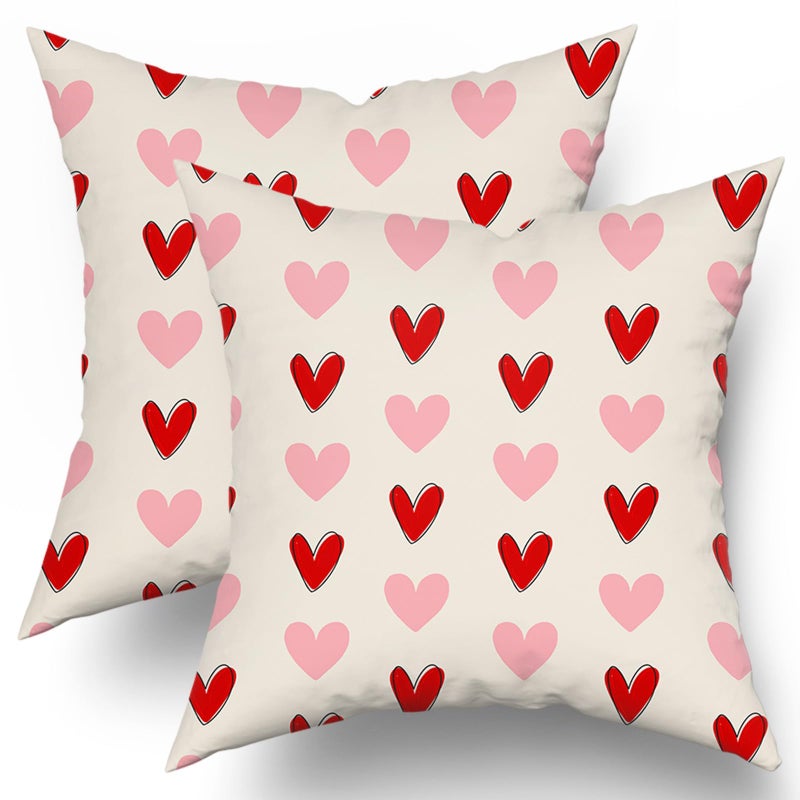 aportt Valentine Pillow Covers 20X20 Inch Red Pink Love Heart Pillow Cases Valentine's Wedding Mother's Day Anniversary Decorative Holiday Throw Pillows Set of 2 Home Party Decor for Sofa Couch Bed - Image 1