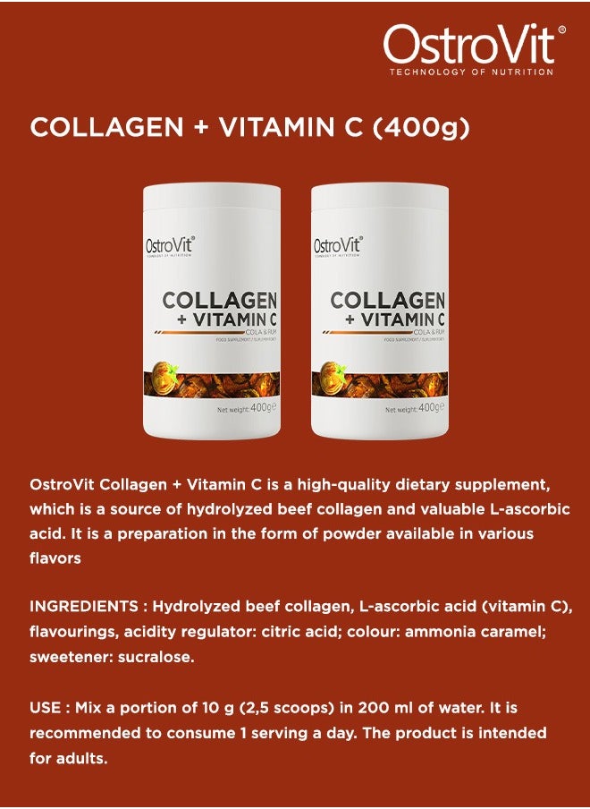 OstroVit Collagen + Vitamin C Supplement 400g Cola And Rum Flavour Powder Supports Skin Hair Nails And Joint Health  - Image 3