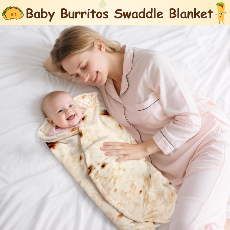mermaker Burritos Tortilla Swaddle Blanket Baby for Toddler Newborn, 285 GSM Soft Flannel Taco Wrap Blanket Funny Gifts for Baby Shower Boys Girls, 36 inch - Image 2