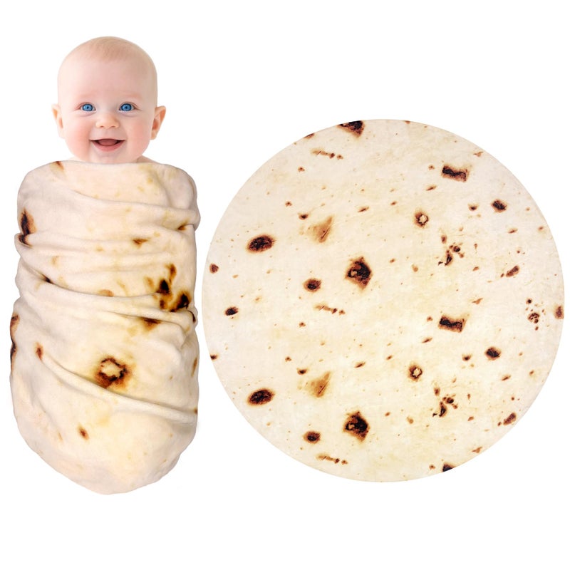 mermaker Burritos Tortilla Swaddle Blanket Baby for Toddler Newborn, 285 GSM Soft Flannel Taco Wrap Blanket Funny Gifts for Baby Shower Boys Girls, 36 inch - Image 1