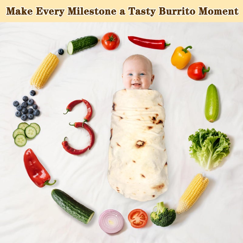 mermaker Burritos Tortilla Swaddle Blanket Baby for Toddler Newborn, 285 GSM Soft Flannel Taco Wrap Blanket Funny Gifts for Baby Shower Boys Girls, 36 inch - Image 3