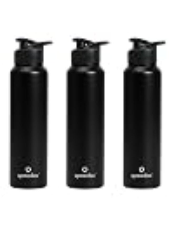 Speedex Stainless Steel Metal Water Bottle 1 Ltr 1000 ml, BIS Approved, Leak Proof Sipper Cap Bottle for Office, School, Gym, Travel, Daily Use for Men, Women, Kids, Adults, Black, Set of 3 - Image 1