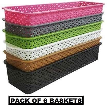 c s m CSM Multipurposes Plastic Basket Organizer for Kitchen, Countertops Cabinets, Bathrooms Without Lid- Pack of 6 Rectangular Baskets(Multicolor) - Image 4