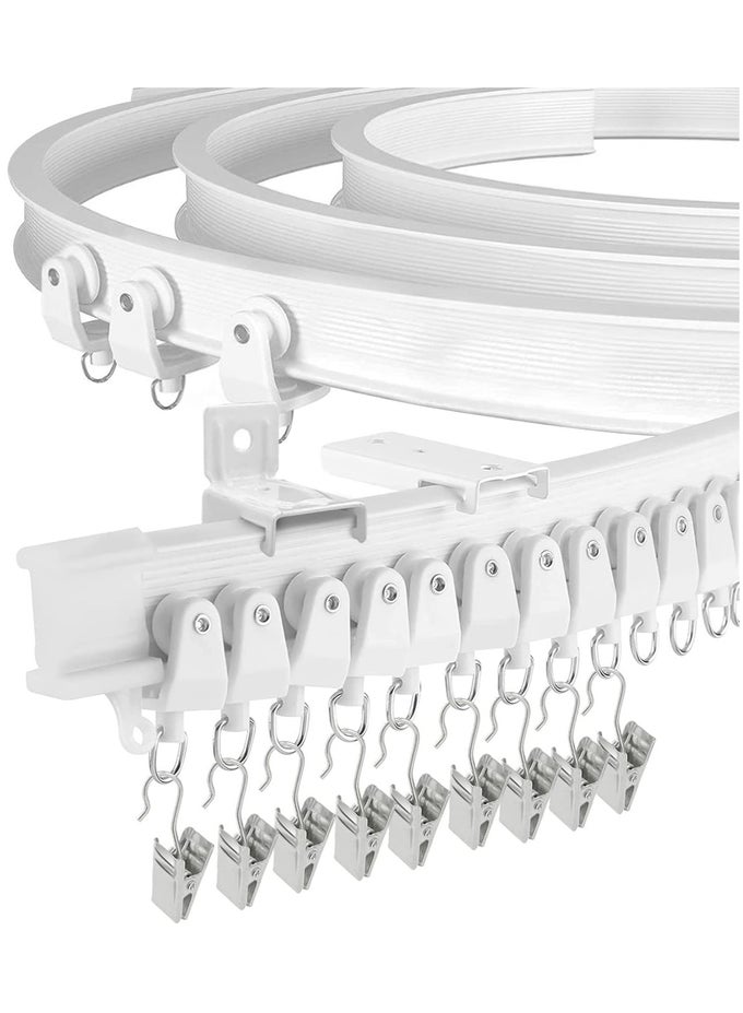 CURVED CEILING CURTAIN TRACK FLEXIBLE BENDABLE CURTAIN TRACK CEILING WALL MOUNT CURVED CEILING CURTAIN TRACK 16.4 FT/5M CEILING TRACK FOR RAIL BUNK BED CURTAIN ROOM DIVIDER SLIDING CURTAIN RAIL TRACK SYSTEM FOR RV BAY WINDOW