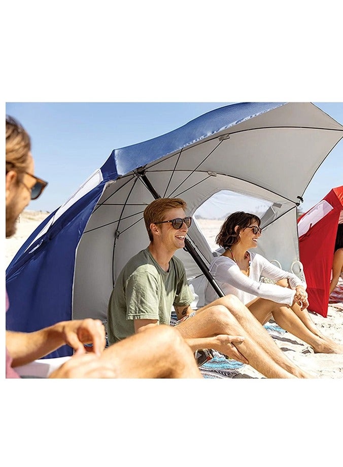 Generic Beach Umbrella Shelter with Carry Bag, Sun Rain Canopy Umbrella, All In One Fishing Bivvy Shelter, Brolly Umbrella With Sides UV Protection Suitable for Camping, Outdoor Barbecue, Beach, Garden（Blue）  - Image 5