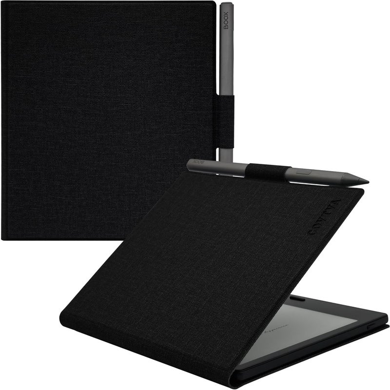 GOVTVA غلاف جلدي مغناطيسي لجهاز Boox Tablet Go Color 7 بوصة 7 (الجيل الثاني/الجيل الأول 2025/2024) / Onyx Boox Go 7 - غلاف رقيق خفيف الوزن للغاية مع تفعيل/إيقاف التشغيل التلقائي وحامل قلم وإغلاق مغناطيسي (Cloth Black) - Image 1