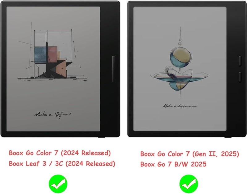 GOVTVA غلاف جلدي مغناطيسي لجهاز Boox Tablet Go Color 7 بوصة 7 (الجيل الثاني/الجيل الأول 2025/2024) / Onyx Boox Go 7 - غلاف رقيق خفيف الوزن للغاية مع تفعيل/إيقاف التشغيل التلقائي وحامل قلم وإغلاق مغناطيسي (Cloth Black) - Image 2