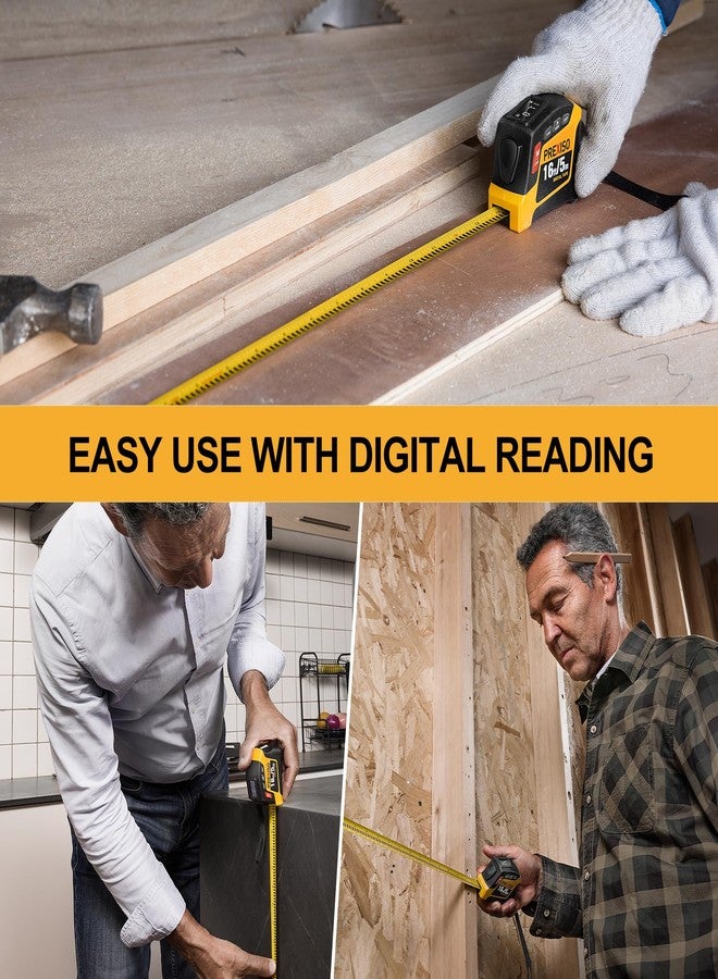 PREXISO 2-in-1 Digital Tape Measure - 16Ft Rechargeable Measuring Tape Ruler Ft/Ft+in/in/M/CM/MM Unit - Metric & Inches Retractable Measurement Tape Tool with Magnetic Tip - Pythagorean, Area, Volume - Image 2