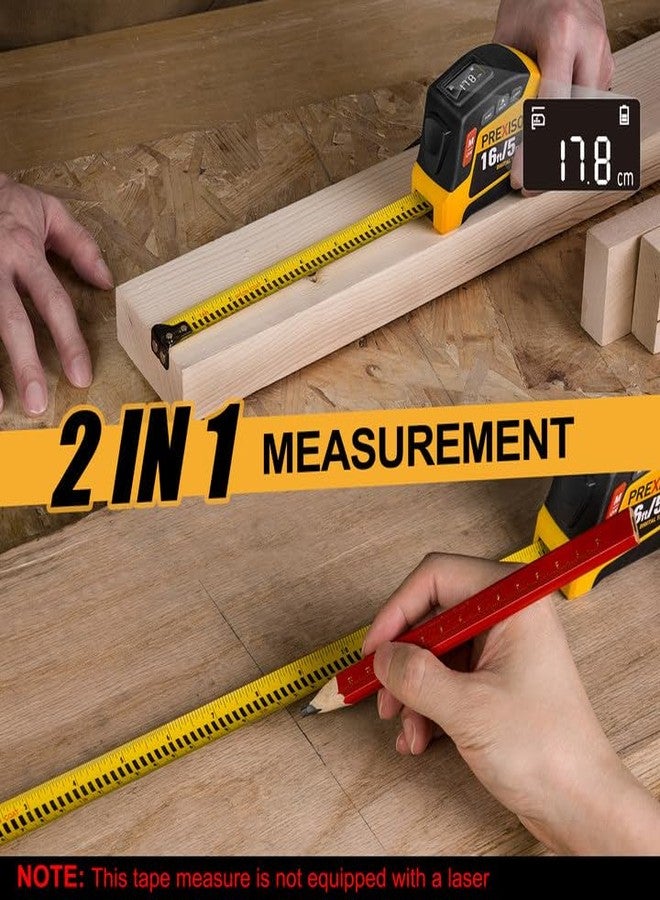 PREXISO 2-in-1 Digital Tape Measure - 16Ft Rechargeable Measuring Tape Ruler Ft/Ft+in/in/M/CM/MM Unit - Metric & Inches Retractable Measurement Tape Tool with Magnetic Tip - Pythagorean, Area, Volume - Image 4
