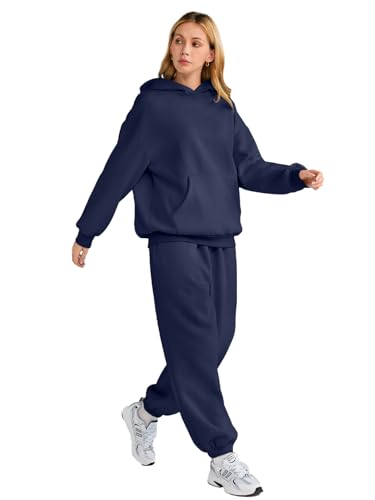AUTOMET Women 2 Piece Outfits 2025 Plus Size Fall Fashion Airport Travel Pants Lounge Set Leisure Vacation Winter Clothes Sweatsuits Navy L - Image 4