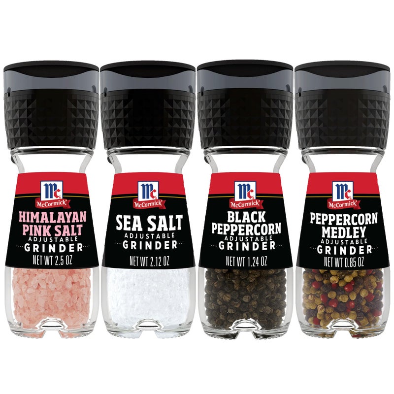 McCormick Grinder Essentials Variety Pack Non GMO Varieties Include Black Peppercorn Himalayan Pink Salt Peppercorn Medley  Sea Salt 647 oz - Image 3
