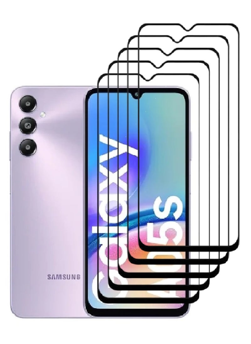 AINA 5 Pieces Tempered Glass Screen Protector 5D Designed For Samsung Galaxy A05s Full Glue Edge to Edge Full Screen Coverage And Bubble Free - Image 1
