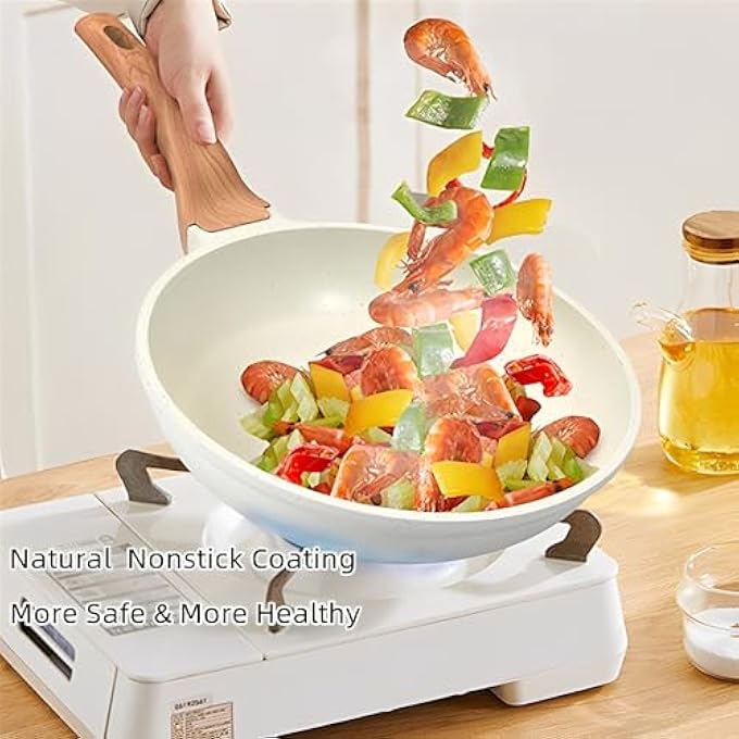 Beauenty Nonstick Frying Pan Skillet SetWhite Nonstick Granite Fry Pan Egg Pan Omelet PansGranite Skillet Set For All StovetopsPfos  Pfoa FreeEcoFriendly And Easy To Clean 89511Inch - Image 5