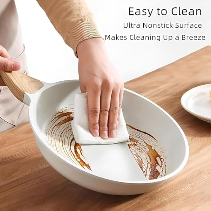 Beauenty Nonstick Frying Pan Skillet SetWhite Nonstick Granite Fry Pan Egg Pan Omelet PansGranite Skillet Set For All StovetopsPfos  Pfoa FreeEcoFriendly And Easy To Clean 89511Inch - Image 4