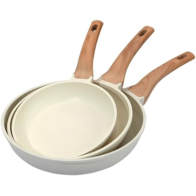 Beauenty Nonstick Frying Pan Skillet SetWhite Nonstick Granite Fry Pan Egg Pan Omelet PansGranite Skillet Set For All StovetopsPfos  Pfoa FreeEcoFriendly And Easy To Clean 89511Inch - Image 1