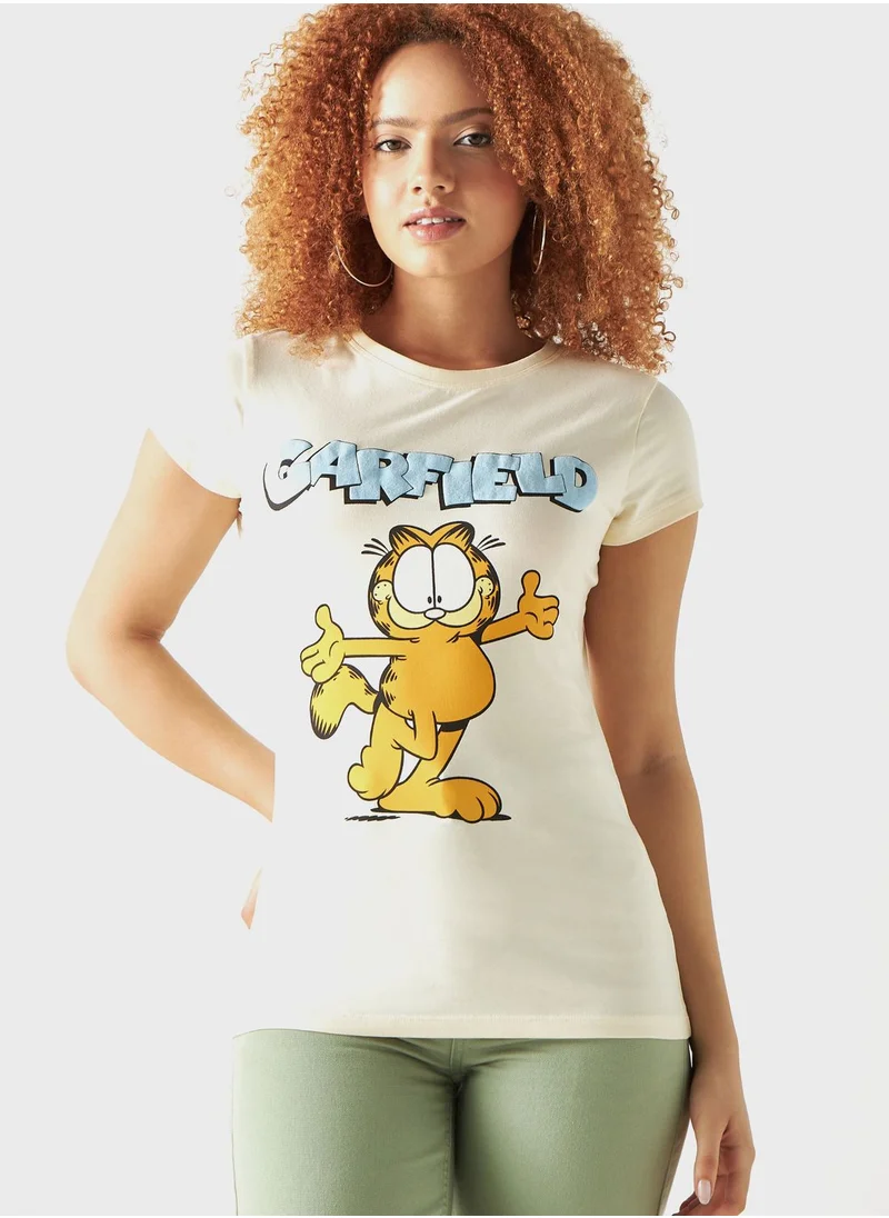 SP Characters Garfield Print T-Shirt