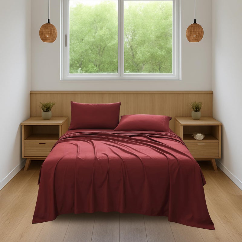 Coleman King Size Sheets Set â€“ Durable Home Bedding with Outdoor Heart, Stylish & Reliable for Bedroom or Cabin â€“ Premium Solid Color, Built for Comfort, Style & Occasional Outdoor Use, Burgundy - Image 5