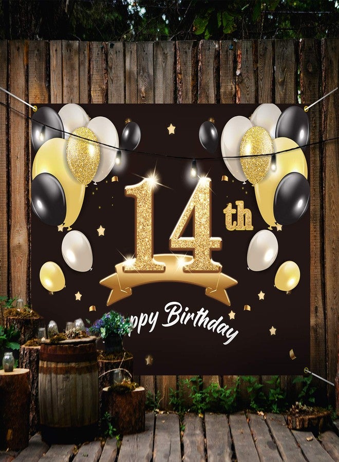 PAKBOOM Happy 14th Birthday Banner Backdrop - 14 Birthday Party Decorations Supplies for Boys - Black Gold 4 x 6ft - Image 5