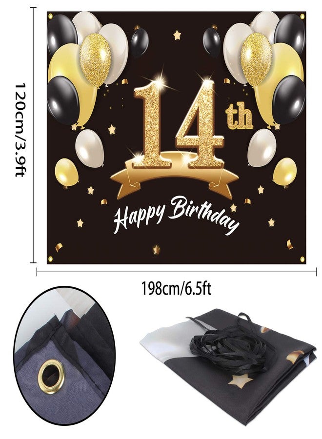 PAKBOOM Happy 14th Birthday Banner Backdrop - 14 Birthday Party Decorations Supplies for Boys - Black Gold 4 x 6ft - Image 2