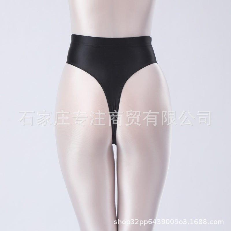Large Size High-Waisted Glossy Silky Oily Elastic Tight-Fitting Men'S And Women'S High-Cut Gymnastics Thong 7255 - Image 1