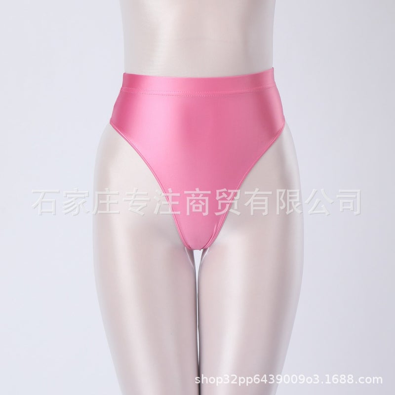 Large Size High-Waisted Glossy Silky Oily Elastic Tight-Fitting Men'S And Women'S High-Cut Gymnastics Thong 7255 - Image 2
