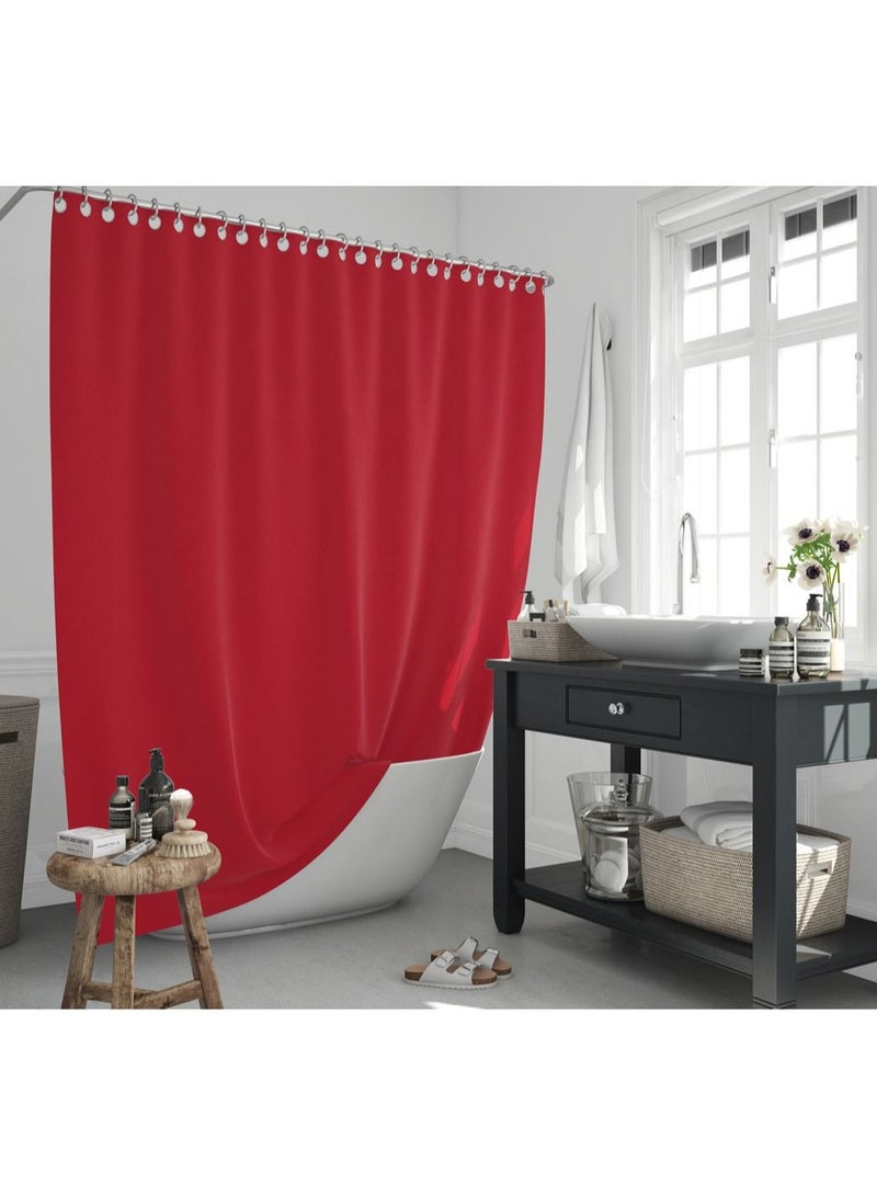 Zeenah Furniture Solid Red Color Shower Curtain Heavy Duty Design With 12 Grommets And Hooks 180 x 180cm - Image 1