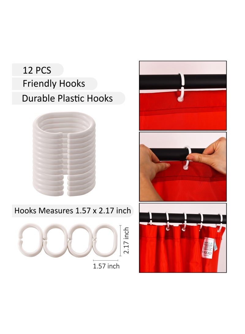 Zeenah Furniture Solid Red Color Shower Curtain Heavy Duty Design With 12 Grommets And Hooks 180 x 180cm - Image 3