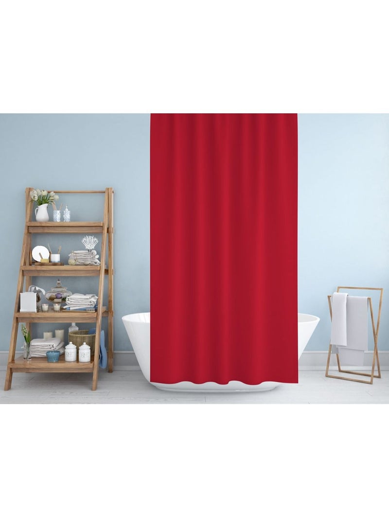 Zeenah Furniture Solid Red Color Shower Curtain Heavy Duty Design With 12 Grommets And Hooks 180 x 180cm - Image 2