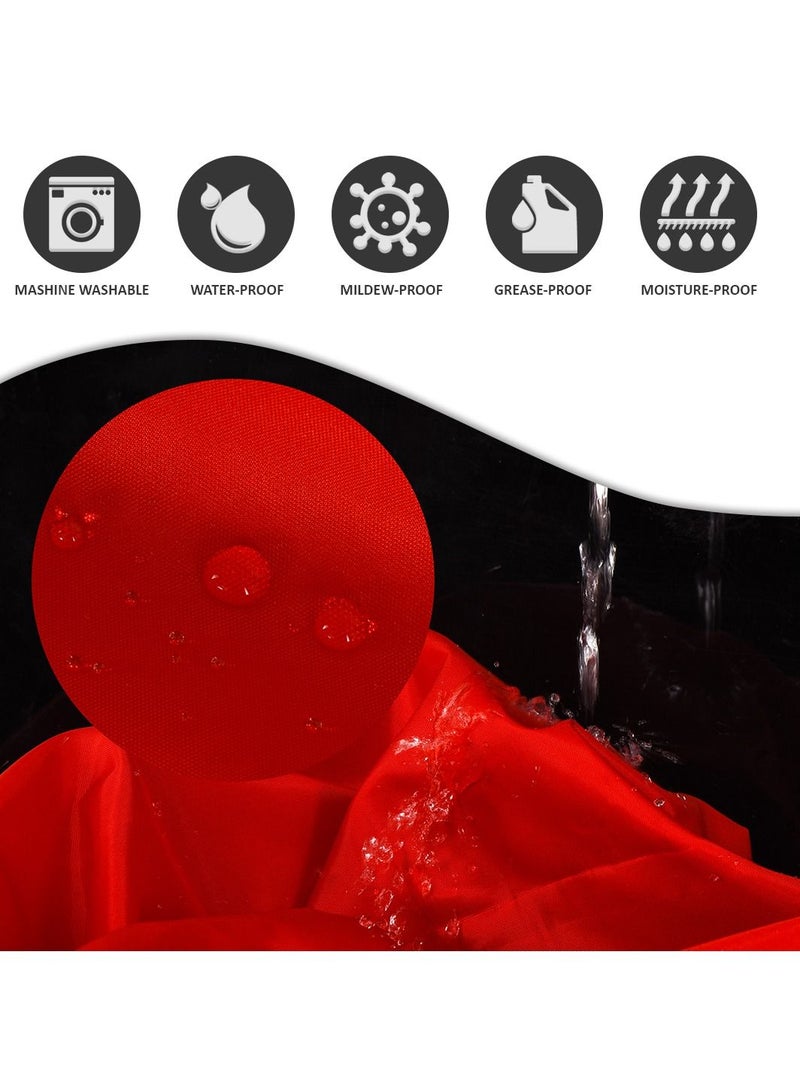 Zeenah Furniture Solid Red Color Shower Curtain Heavy Duty Design With 12 Grommets And Hooks 180 x 180cm - Image 4