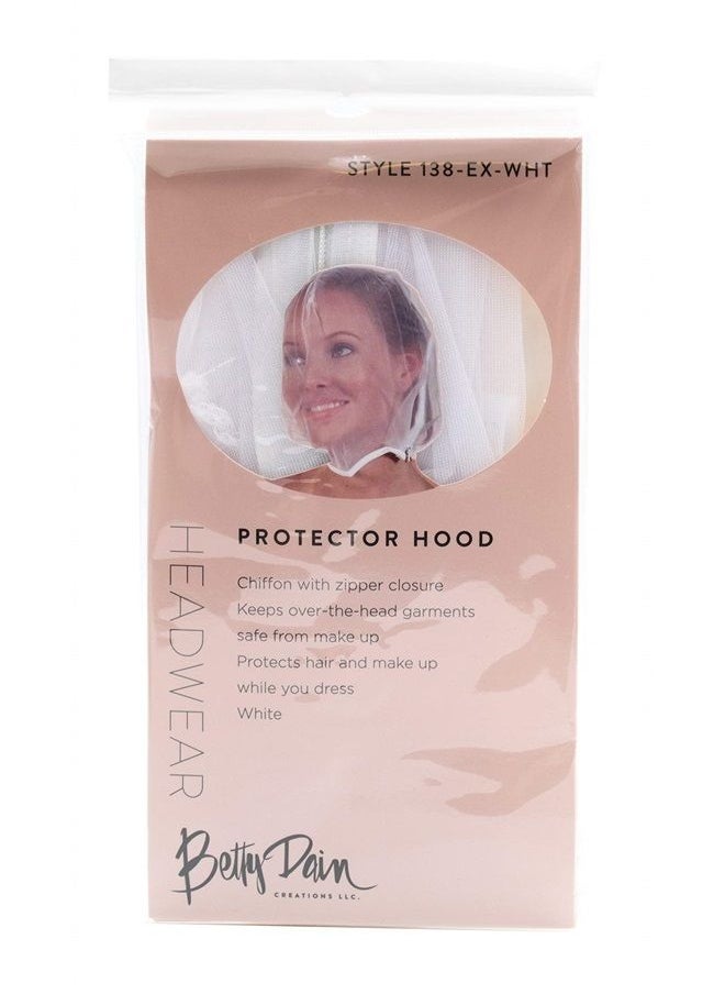 Betty Dain Makeup Protector Hood, Protects Hair and Make Up While Getting Dressed, Nylon Chiffon, Light and Airy, Triple Protection, Zipper closure, Machine Washable, White  - Image 5