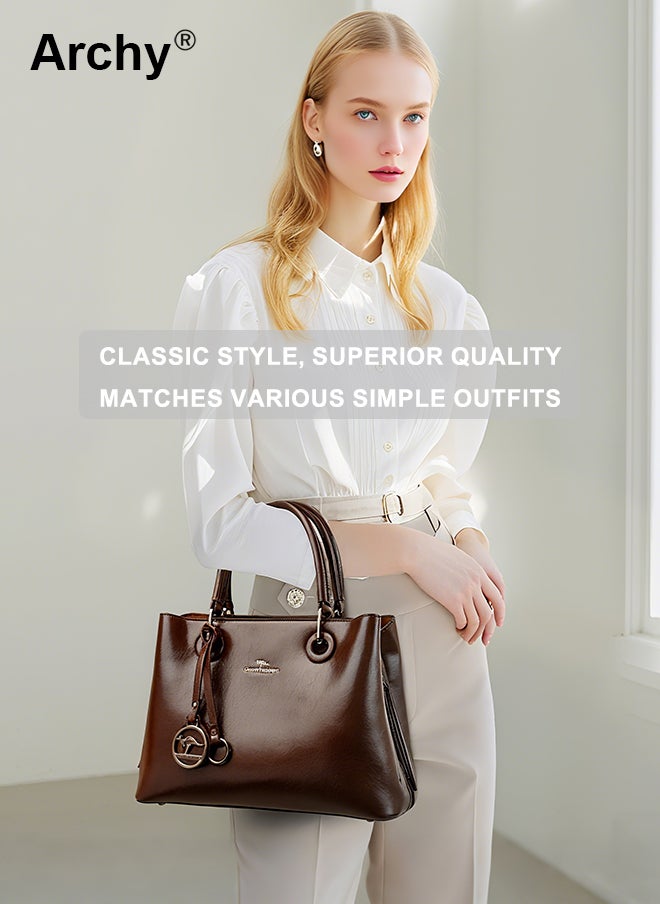 Archy Women's Stylish Tote Bag - Versatile PU Leather Handbag with Adjustable Strap, Multi-Pocket Design for Work & Daily Use  - Image 3