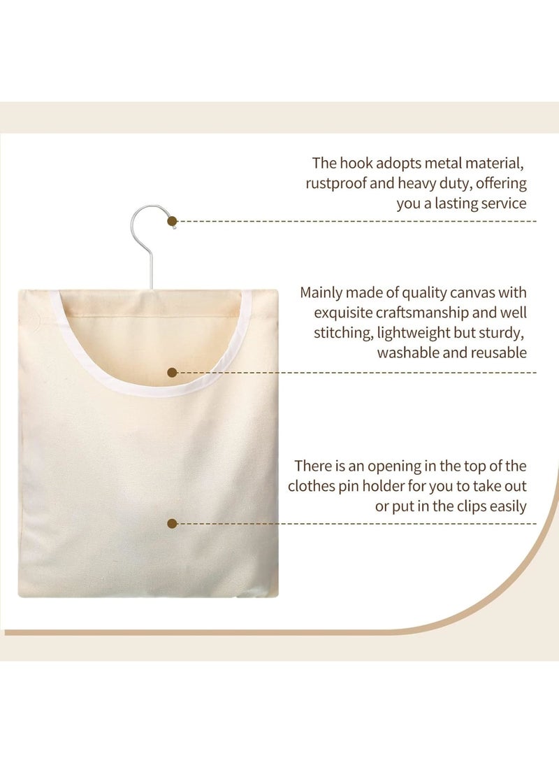 SOLARAE Canvas Clothespin Bag, 2 Pcs Canvas Clothespin Bag for Clothesline Outdoor Clothespin Storage Bag Portable Clothes Pin Hanging Bag Clothes Pins Holder Laundry Clothes Pin Organizer - Image 2