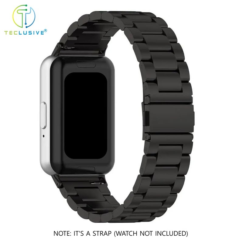 T TECLUSIVE Stainless Steel Metal Chain Strap Compatible for Galaxy Fit 3 | Metal Band Strap with Watch Strap Adjuster Tool for Galaxy Watch Fit 3 (Black), 20 mm - Image 3