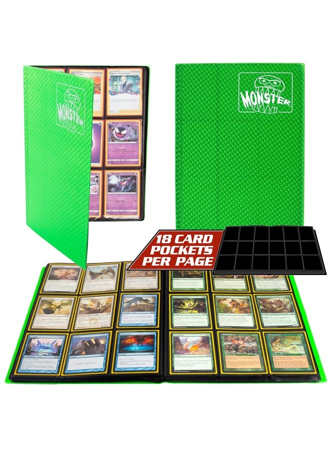 Monster Protectors Monster 9 Pocket Trading Card Binder -Holofoil Green Album, Anti-Theft & Anti-Drop TCG Protection w Side Loading Padded Pockets, Double Sided, Holds 360 Cards, For Sports, Gaming, Kpop, Gift  - Image 1