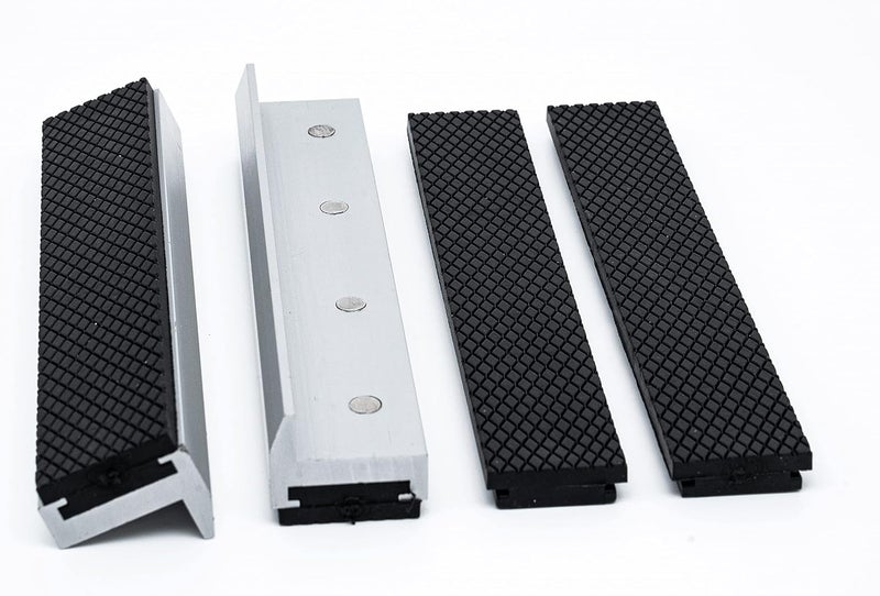 LLDSIMEX Aluminum Alloy Rubber Soft Vise Jaws with Strong Magnet Blocks Sold with Extra Spare Pair Rubber (6Inch) - Image 2