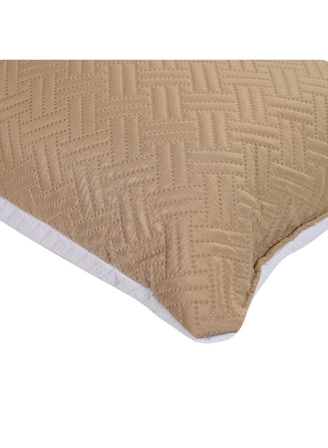 Status Contract Quilted Pillows | Standard Size Soft & Cozy Pillow for Neck & Back Rest | Premium 100% Cotton Pillow | Comfortable Deep Sleep Pillow | Best Pillows for Sleeping | (White & brown) - Image 1