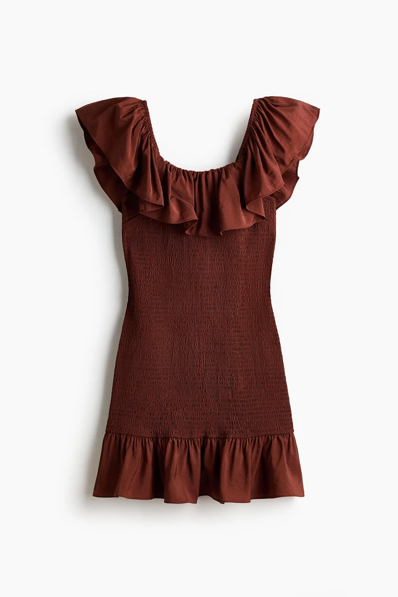 Flounced off-the-shoulder dress