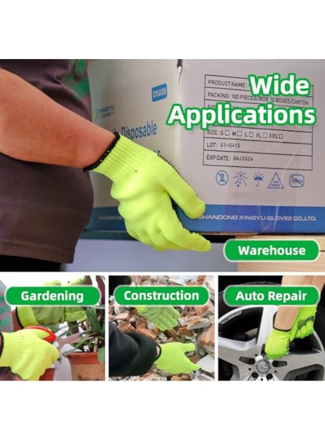 KASTWAVE Safety Work Gloves, 12 Pairs High Visibiliby Cotton Work Gloves with Anti-slip Dots for Men Women, Breathable Cotton Knit Grip Gloves for Gardening Warehouse Construction Mechanic, One Size - Image 3