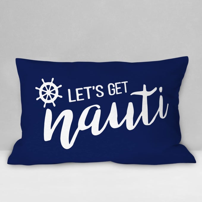 LETS GET NAUTI NAVIGATION SOFT THROW PILLOW COVER NAUTICAL NAVY BLUE DECORATIVE PILLOWCASE NAUTICAL SAILING FARMHOUSE DECOR DECORATIONS FOR HOME BEDROOM SOFA LIVING ROOM12 X 20 INCH
