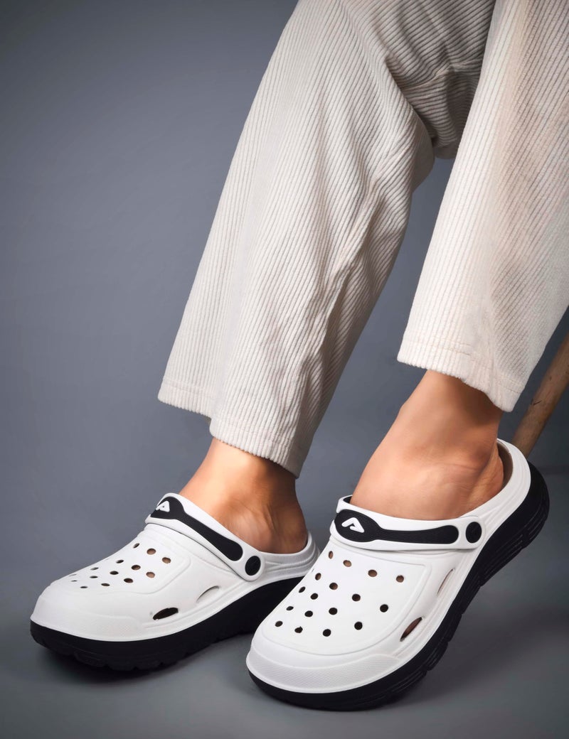 Adda TM-Stride White & Black Arch Support Men Clogs - Image 2